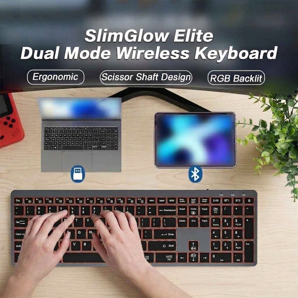 SlimGlow Elite – Ultra-Thin Full-Size Wireless Backlit Keyboard