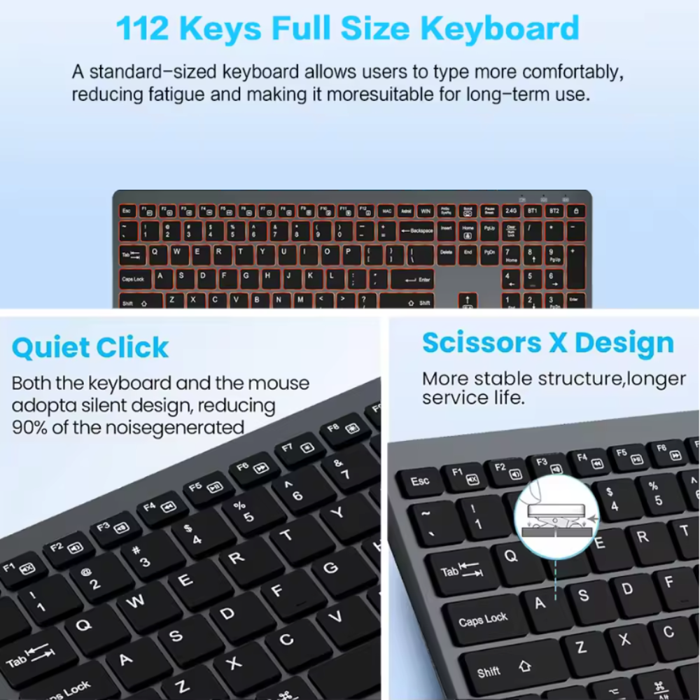 SlimGlow Elite – Ultra-Thin Full-Size Wireless Backlit Keyboard