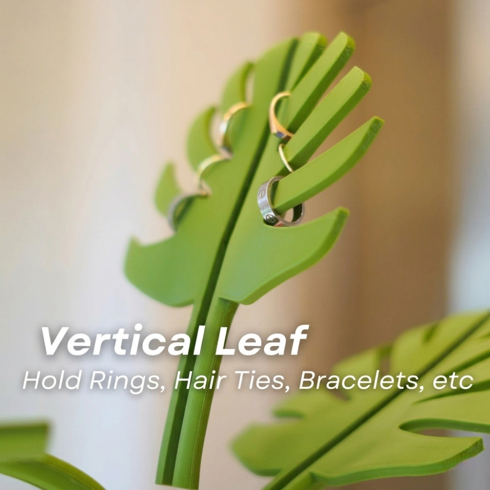 Monstera Leaf Mirror Bathroom Organizer