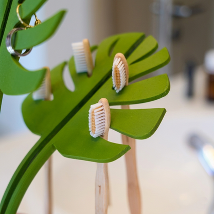 Monstera Leaf Mirror Bathroom Organizer