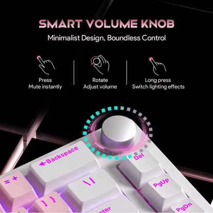 Compact Wired 68-Key Hot-Swap Mechanical Keyboard with RGB & Volume Knob