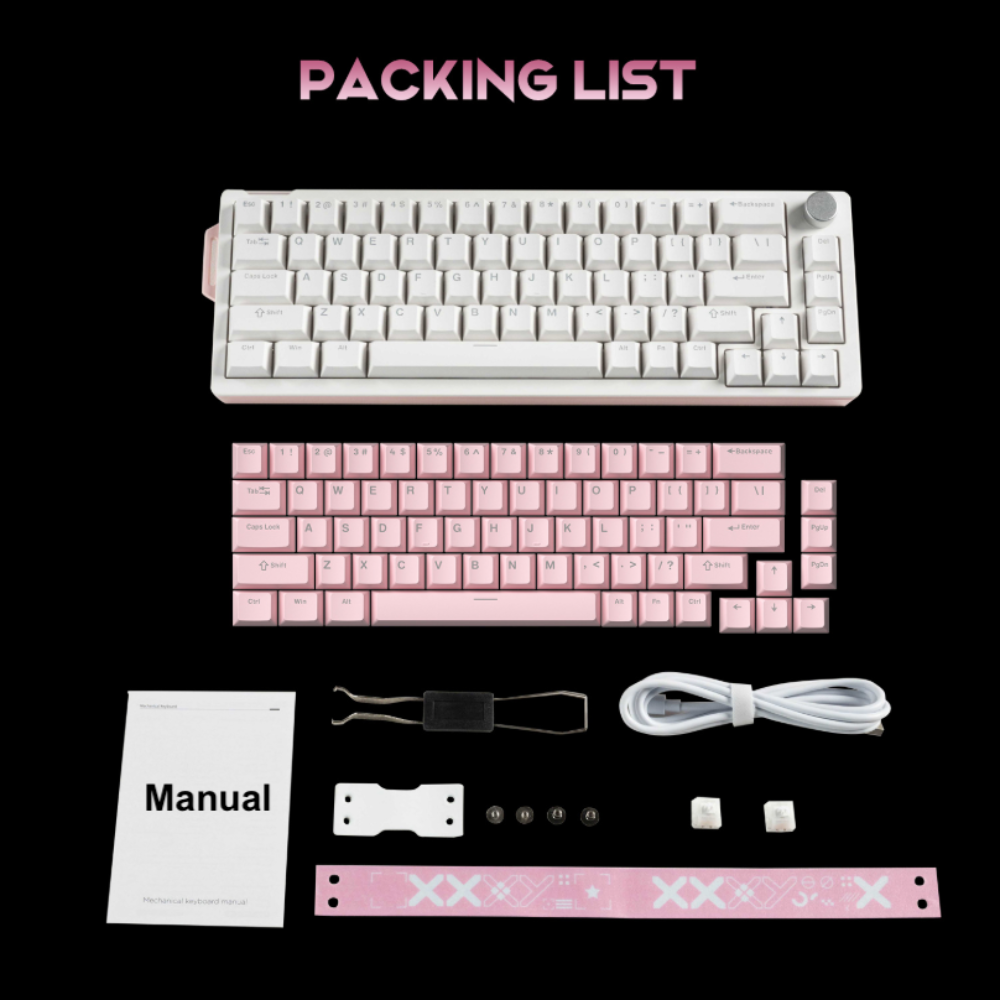 Compact Wired 68-Key Hot-Swap Mechanical Keyboard with RGB & Volume Knob