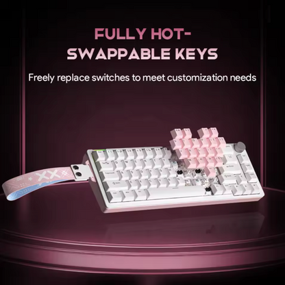 Compact Wired 68-Key Hot-Swap Mechanical Keyboard with RGB & Volume Knob