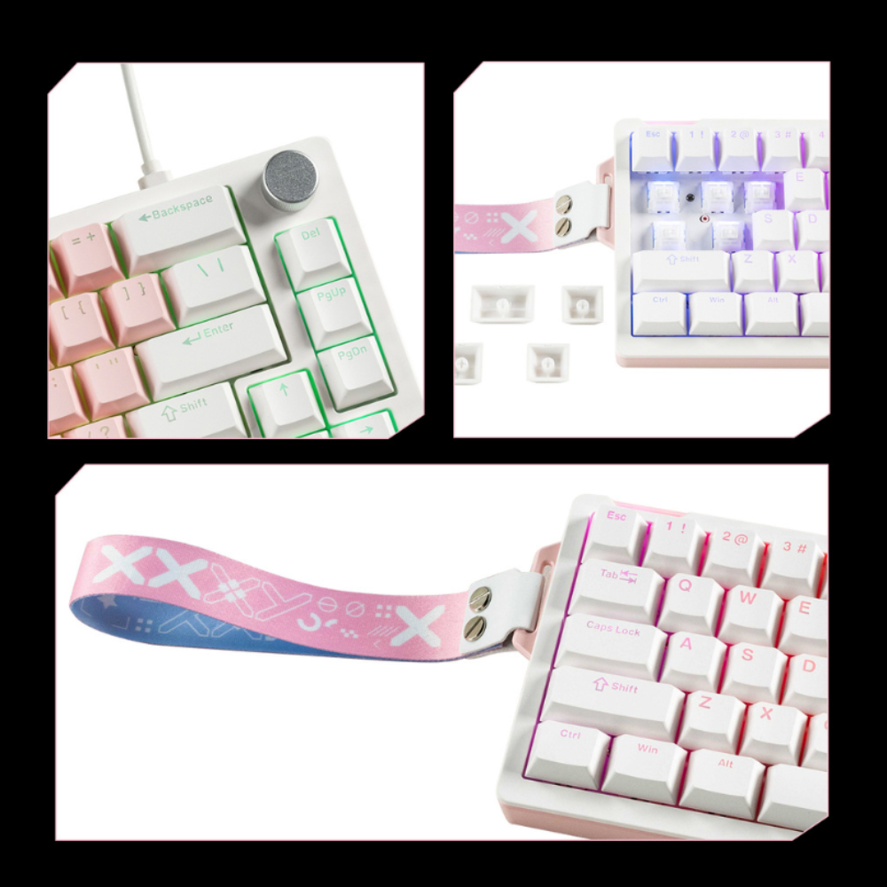 Compact Wired 68-Key Hot-Swap Mechanical Keyboard with RGB & Volume Knob