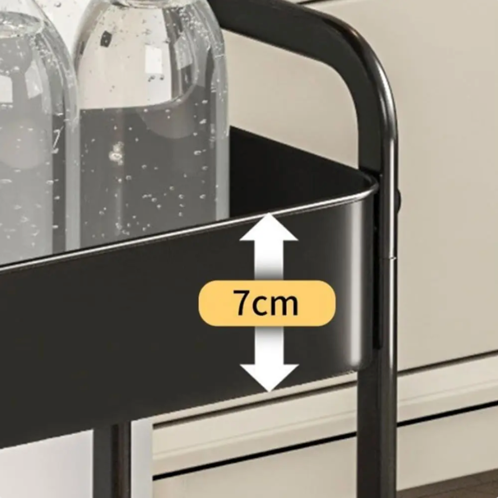 3-Tier Rolling Utility Cart with Wooden Tabletop