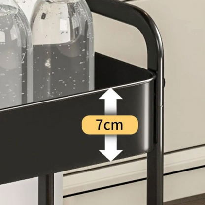 3-Tier Rolling Utility Cart with Wooden Tabletop