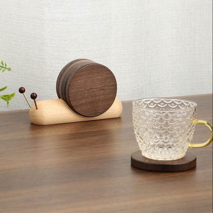 Solid Wood Snail Coasters Set