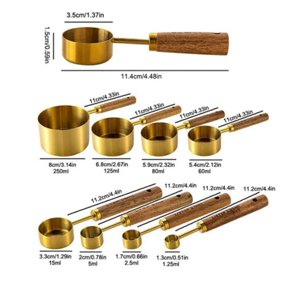 8-Piece Gold & Black Measuring Cups and Spoons Set