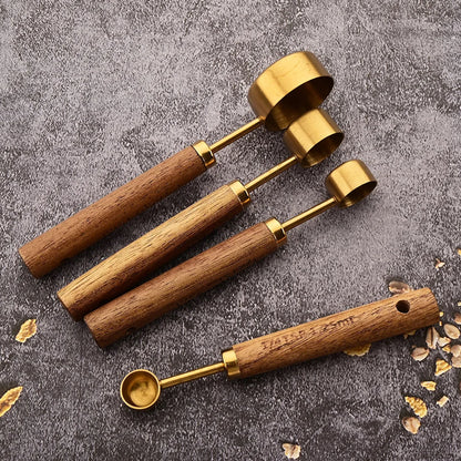 8-Piece Gold & Black Measuring Cups and Spoons Set