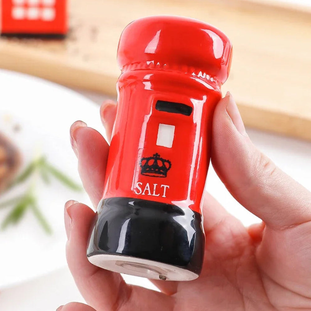 Vintage Telephone Booth & Postbox Ceramic Spice Jar Set