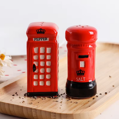 Vintage Telephone Booth & Postbox Ceramic Spice Jar Set