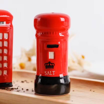 Vintage Telephone Booth & Postbox Ceramic Spice Jar Set