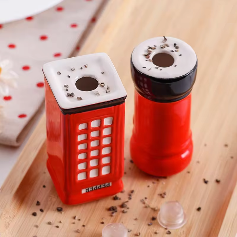 Vintage Telephone Booth & Postbox Ceramic Spice Jar Set