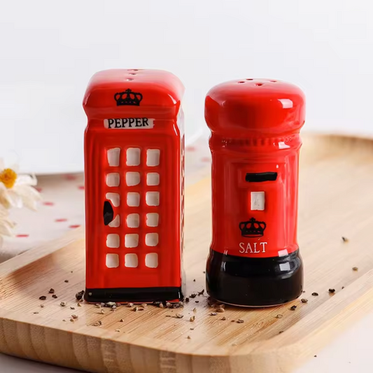 Vintage Telephone Booth & Postbox Ceramic Spice Jar Set