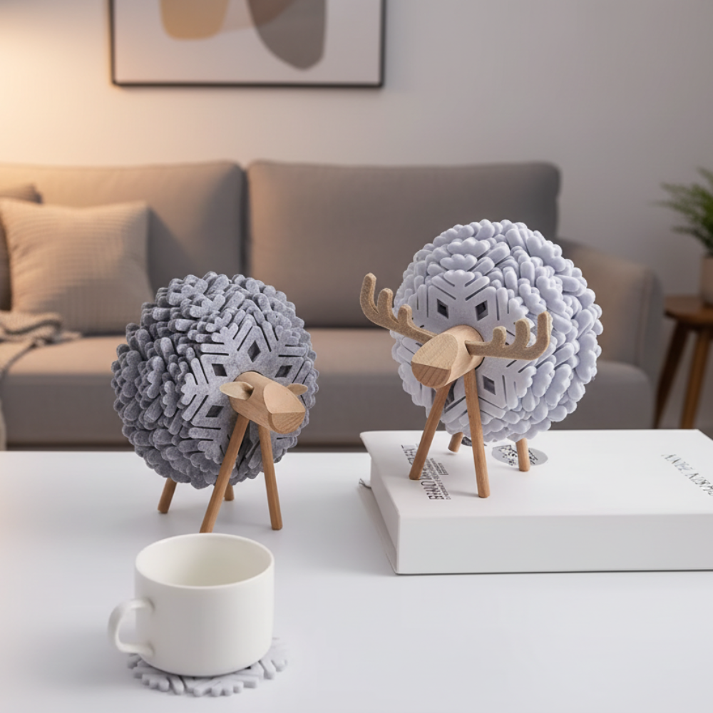 Felt Sheep & Elk Coaster Set