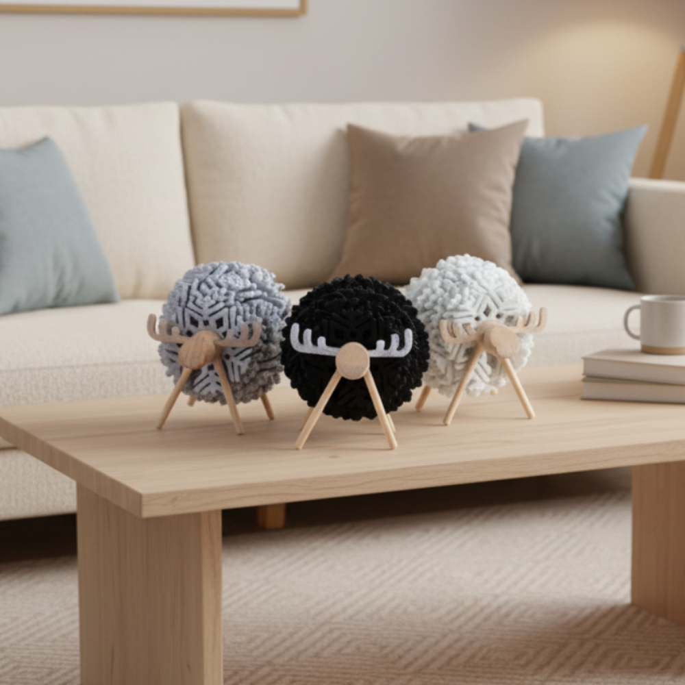 Felt Sheep & Elk Coaster Set