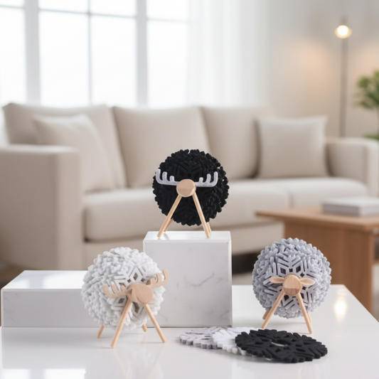 Felt Sheep & Elk Coaster Set