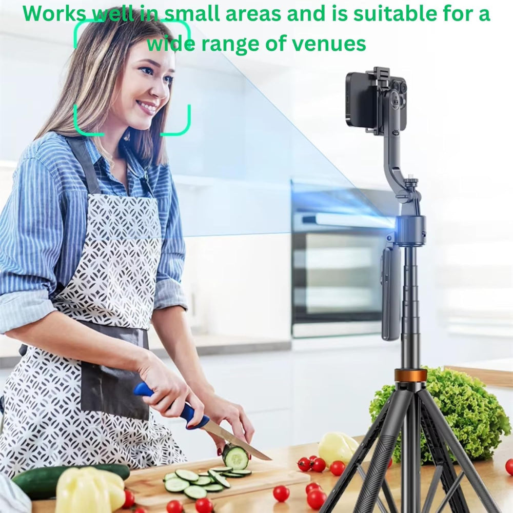AutoTrack 360° AI Face-Tracking Tripod – Extendable & Stable Hands-Free!
