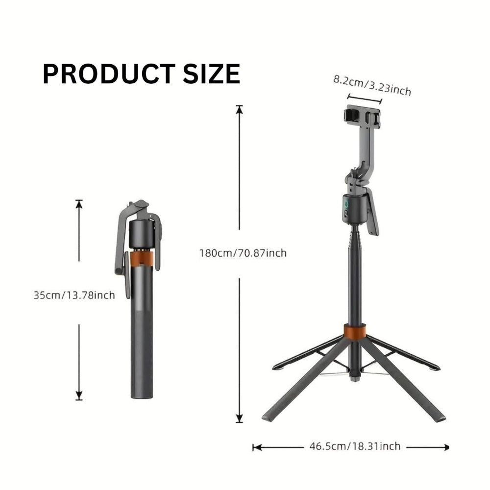 AutoTrack 360° AI Face-Tracking Tripod – Extendable & Stable Hands-Free!