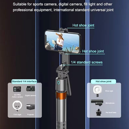 AutoTrack 360° AI Face-Tracking Tripod – Extendable & Stable Hands-Free!