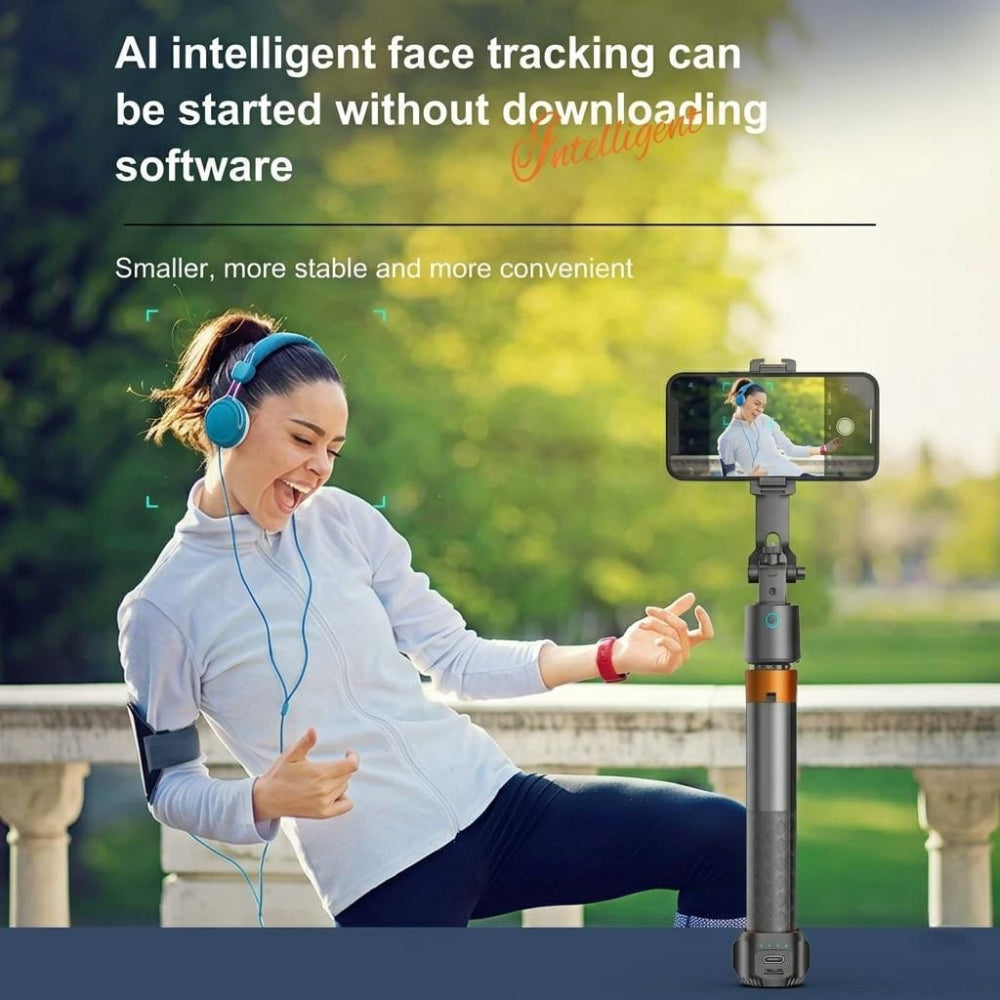AutoTrack 360° AI Face-Tracking Tripod – Extendable & Stable Hands-Free!