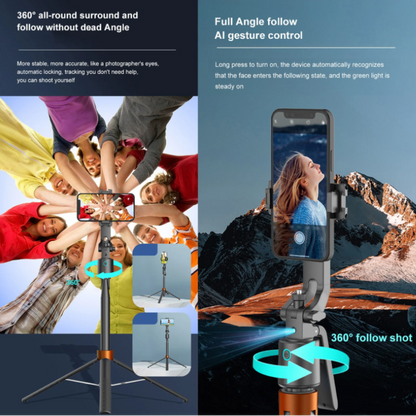 AutoTrack 360° AI Face-Tracking Tripod – Extendable & Stable Hands-Free!