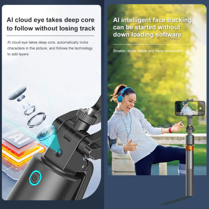 AutoTrack 360° AI Face-Tracking Tripod – Extendable & Stable Hands-Free!