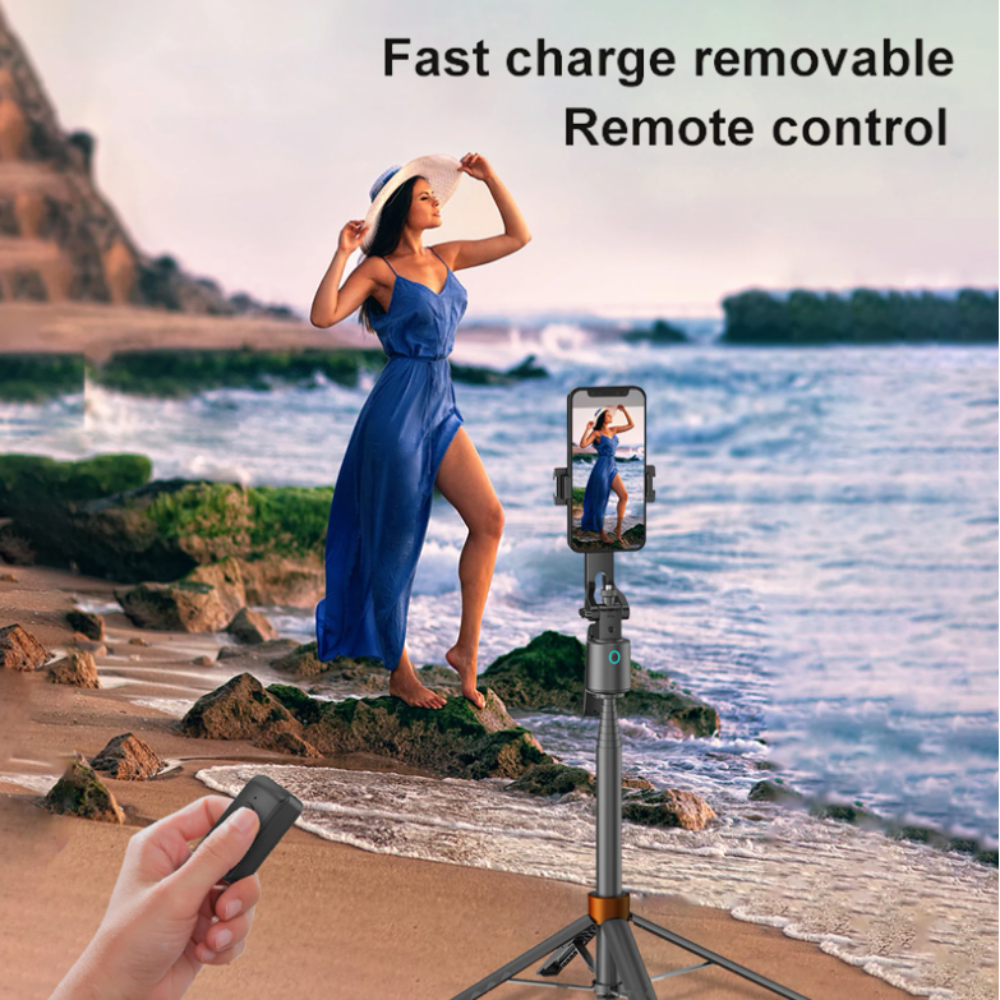 AutoTrack 360° AI Face-Tracking Tripod – Extendable & Stable Hands-Free!