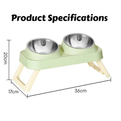 15° Elevated Pet Feeder with Dual Stainless Steel Bowls