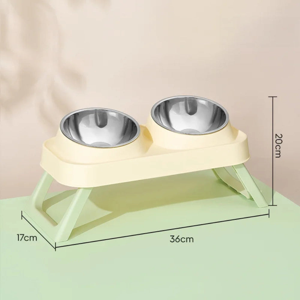 15° Elevated Pet Feeder with Dual Stainless Steel Bowls