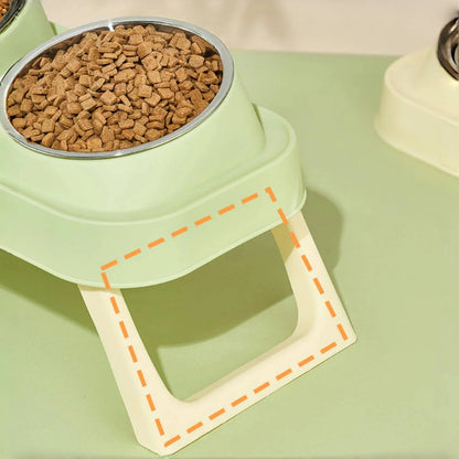 15° Elevated Pet Feeder with Dual Stainless Steel Bowls