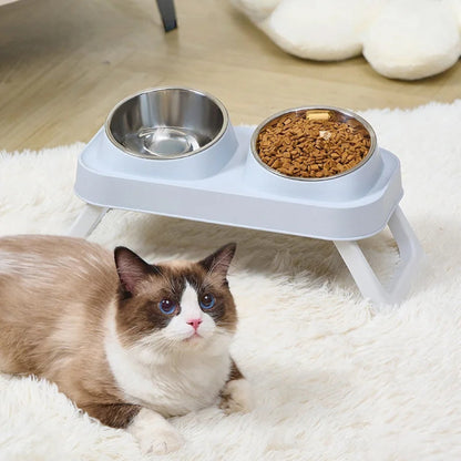 15° Elevated Pet Feeder with Dual Stainless Steel Bowls