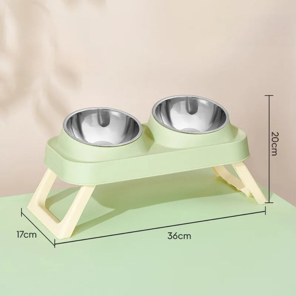 15° Elevated Pet Feeder with Dual Stainless Steel Bowls