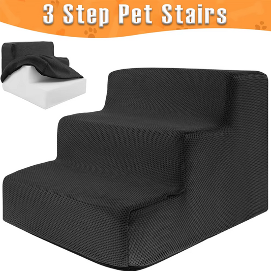 3-Step High Density Foam Pet Stairs with Non-Slip Surface