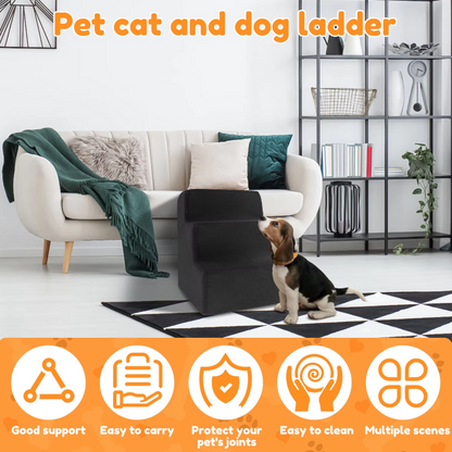 3-Step High Density Foam Pet Stairs with Non-Slip Surface