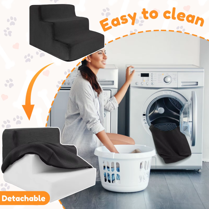3-Step High Density Foam Pet Stairs with Non-Slip Surface