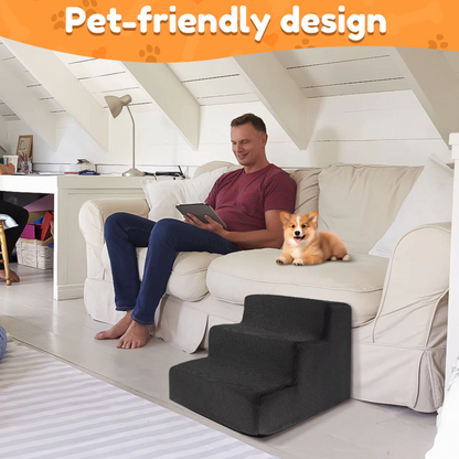 3-Step High Density Foam Pet Stairs with Non-Slip Surface
