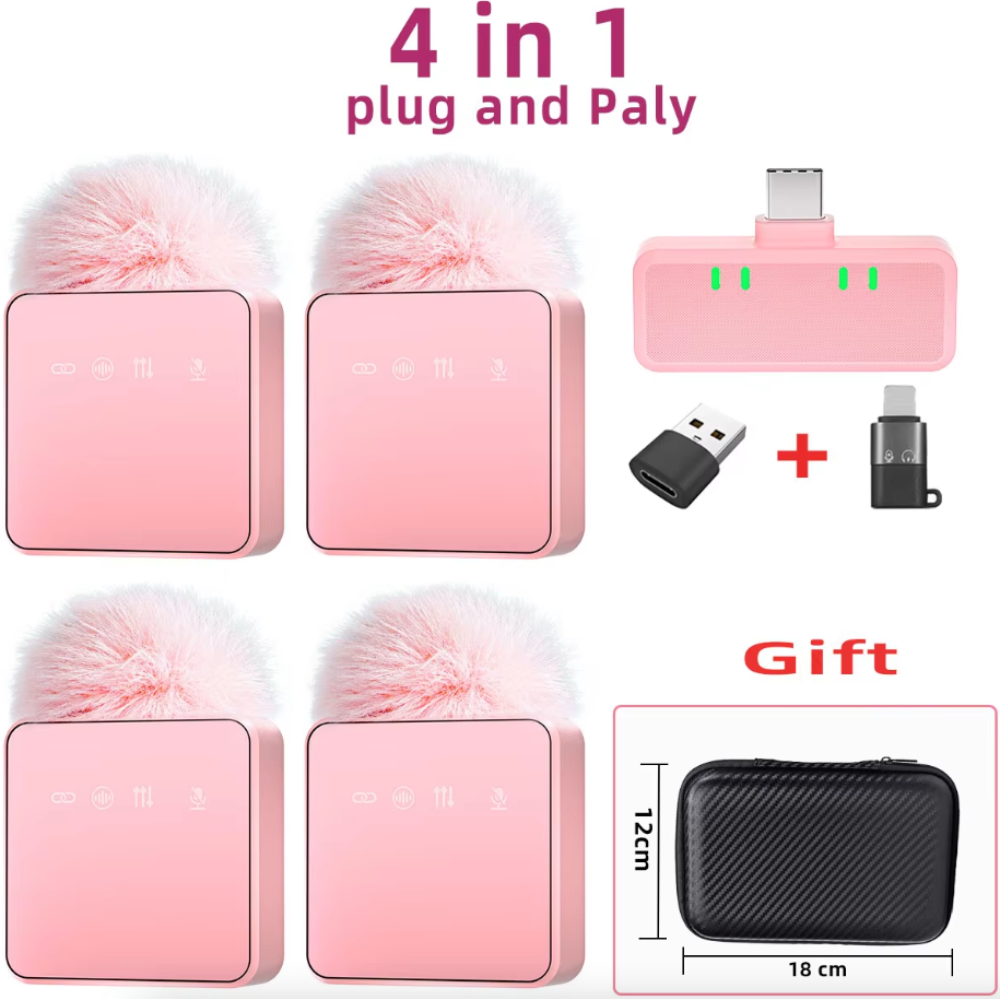 Onetify 4 pcs Mini Wireless Microphone For Content Creators