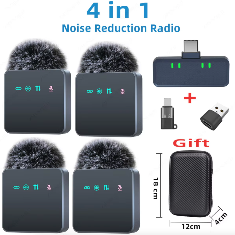 Onetify 4 pcs Mini Wireless Microphone For Content Creators