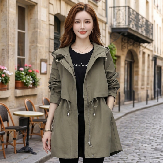 Women Urban Layer Hooded Trench Jacket