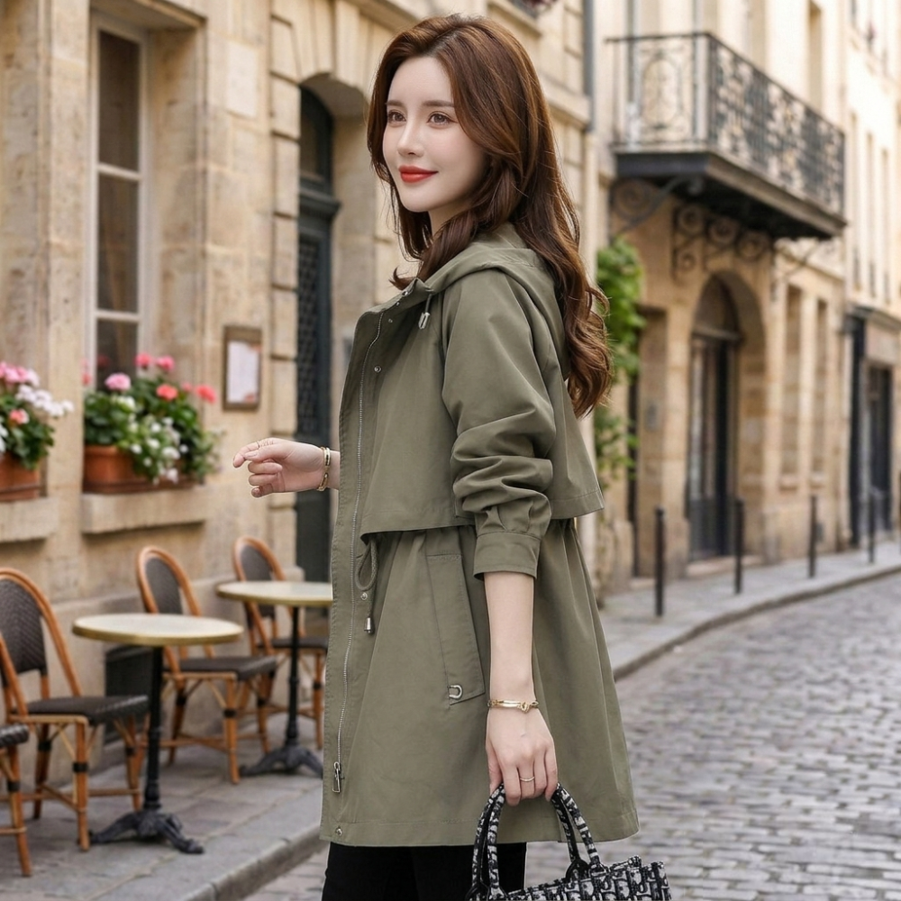 Women Urban Layer Hooded Trench Jacket