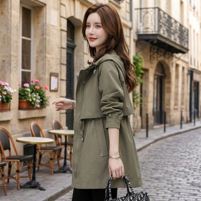 Women Urban Layer Hooded Trench Jacket