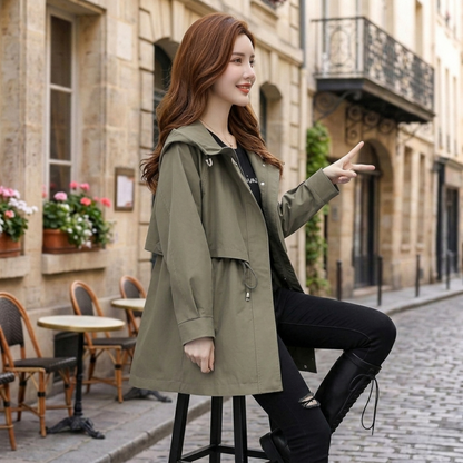 Women Urban Layer Hooded Trench Jacket