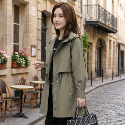 Women Urban Layer Hooded Trench Jacket
