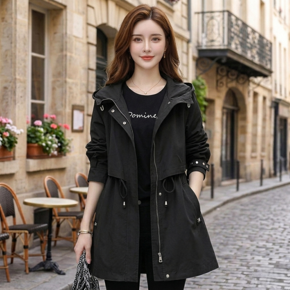 Women Urban Layer Hooded Trench Jacket