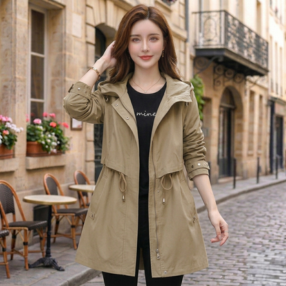 Women Urban Layer Hooded Trench Jacket