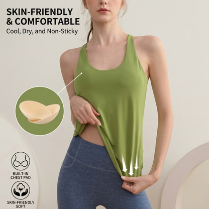 Layered Look Beautiful Back Yoga Top