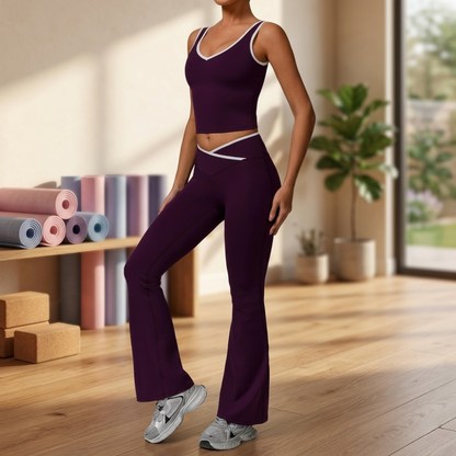 Color Block Wide Strap Yoga Set