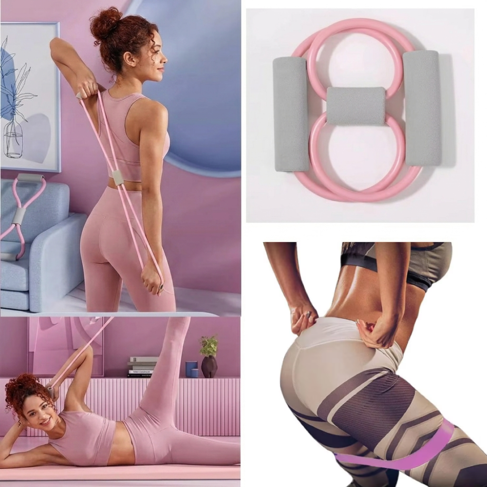 7 PCS Pilates Ball and Ring Set with Resistance Band