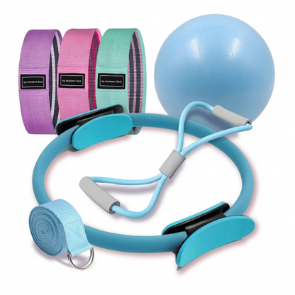 7 PCS Pilates Ball and Ring Set with Resistance Band